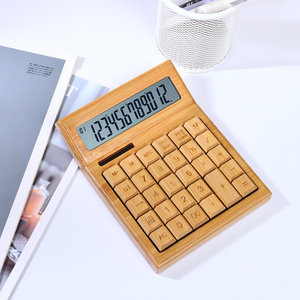 Creative Bamboo Big Keys Calculator Battery Or Solar Power Scientific Calculator 12 Digit Dual Power Desktop Calculator