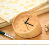 Creative Log Wood Desk Clock Custom Round Solid Wooden Table Clock For Bedroom