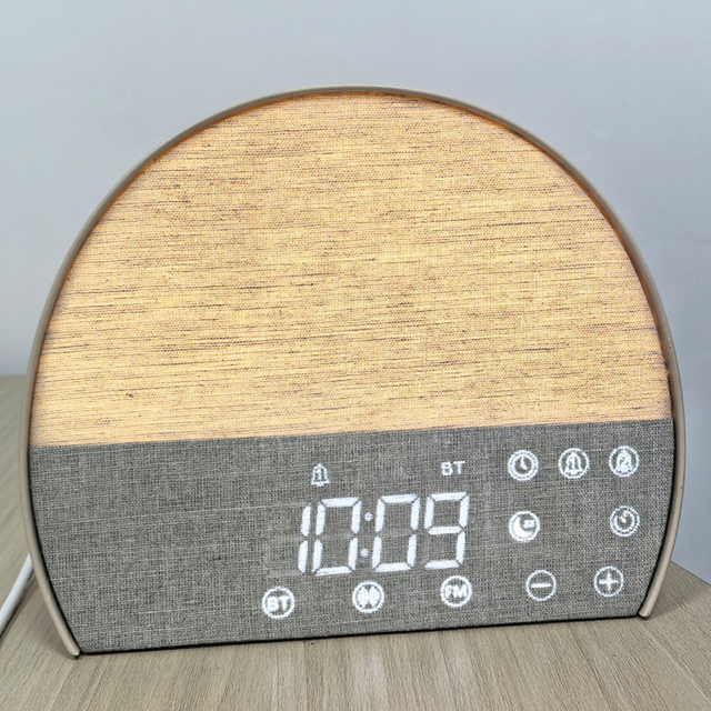 White Noise Sleep Alarm Clock Simulated Sunlight Wake-up Fabric Alarm Clock Digital Desk Clock Table Alarm Clock with Light