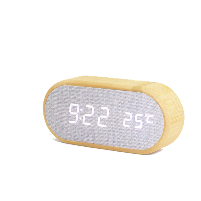 Bamboo Creative Multi-function LED Electronic Desk Table Clock Student Gift Wooden Alarm Clock Desk Clock