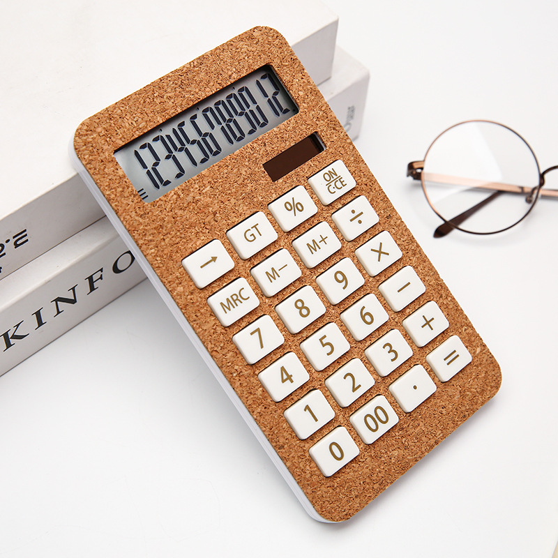 Cork Desktop Calculator Battery Or Solar Power Scientific Calculator 12 Digits Plastic Dual Power Calculator 