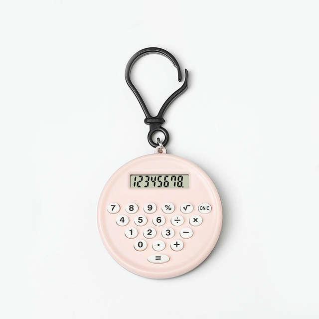 Battery Powered 8 Digit Mini Calculator Keychain Circular Calculator Portable Children's Electronic Calculator 