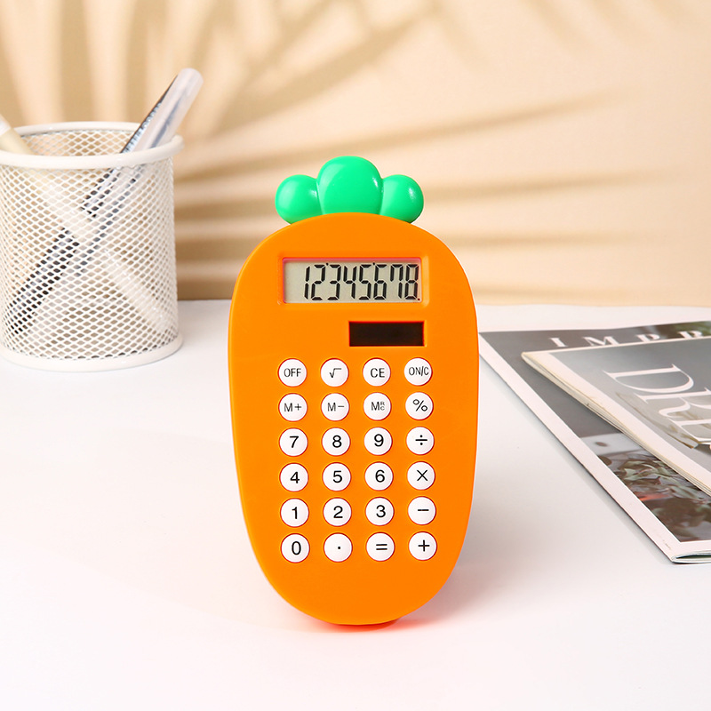 8 Digit Creative Carrot Calculator Learning Supplies Solar Power Desktop Calculator Dual Power Scientific Calculator