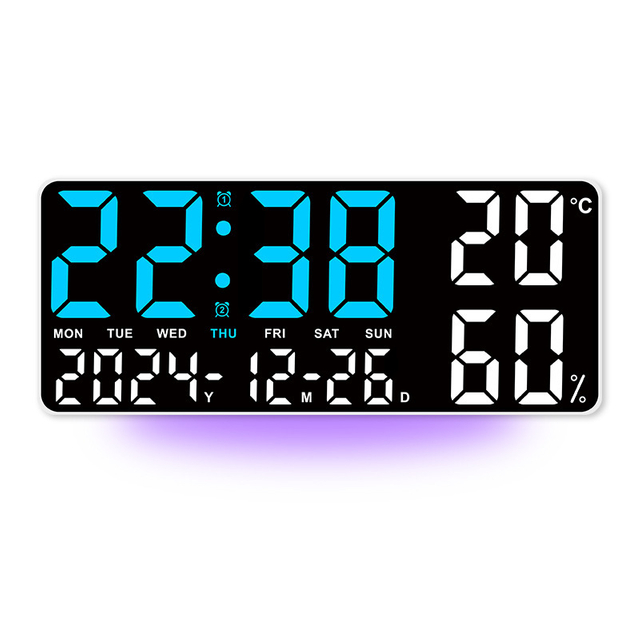  LED Wall Clock Display Temperature Week Calendar Digital Table Alarm Clock Desk Alarm Clock 