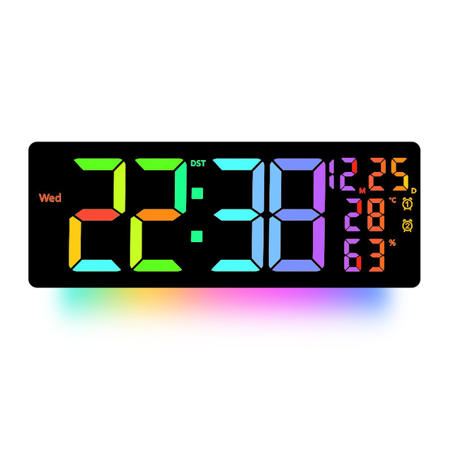 Multifunction LED Wall Clock Display Temperature Week Calendar Reloj De Pared Digital Alarm Clock with Night Light