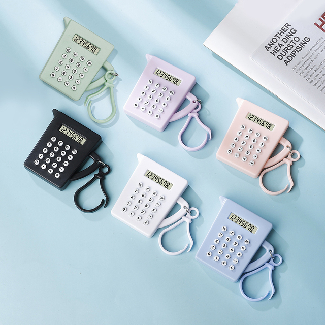 Creative Teacup Keychain Calculator Portable Children's Electronic Calculator Battery Powered 8 Digit Mini Calculator