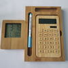 Solar Power Calculator Bamboo Desktop Calculator Set Clock Display Temperature And Humidity 10 Digit Dual Power Calculator 