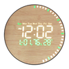 Bamboo Patterned LED Digital Wall Clock with Week Date Digital Alarm Clock Display Temperature Humidity