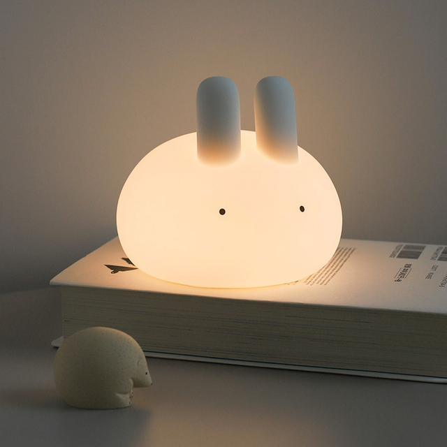 LED Creative Rabbit Lamp Desk Decor Bedroom Bedside Table Sleep Lamp Silicone Bunny Night Lamp Touch Sensor Night Light
