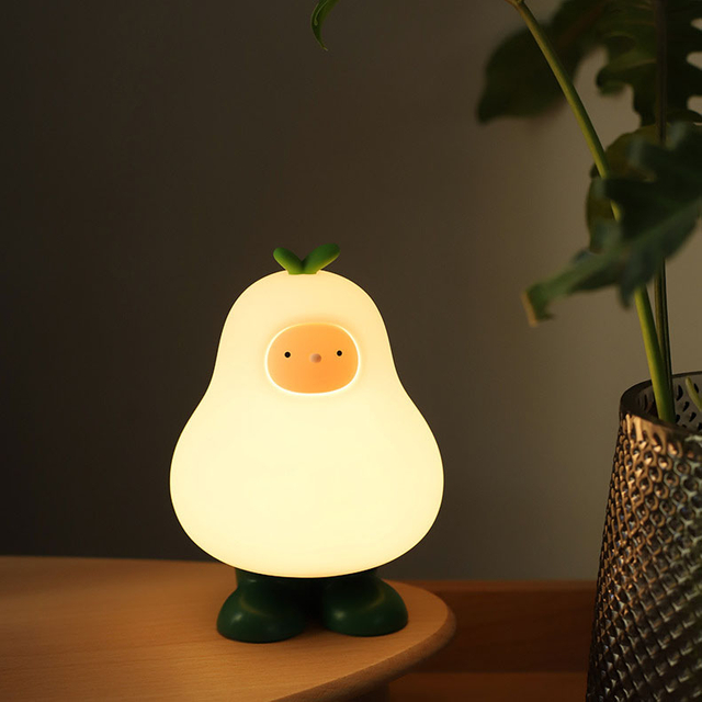  LED Silicone Lamp Bedroom Bedside Table Sleep Lamp Desk Decor Pear Night Lamp Touch Sensor Night Light