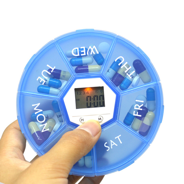 Pill Dispenser Plastic Weekly Pill Reminder Box Organizer Timer Pill Storage Cases Portable Medicine Cases Box