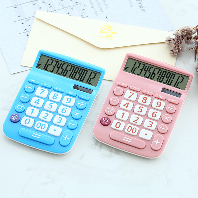 Learning Supplies Large Screen Calculator 12 Digit Dual Power Electronic Calculator Battery Or Solar Power Desktop Calculator