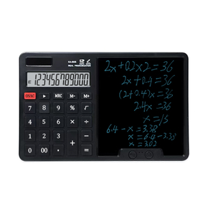 Modern 12 Digit Battery Or Solar Power Calculator with Notepad Dual Power Desktop Calculator with Writing Board