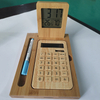 Solar Power Calculator Bamboo Desktop Calculator Set Clock Display Temperature And Humidity 10 Digit Dual Power Calculator 
