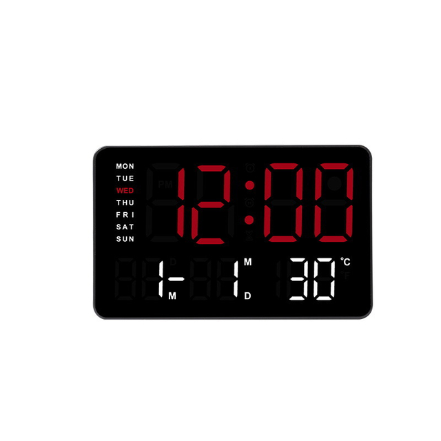 LED Wall Clock Large Display Calendar Temperature Digital Desk Clock Digital Table Clock