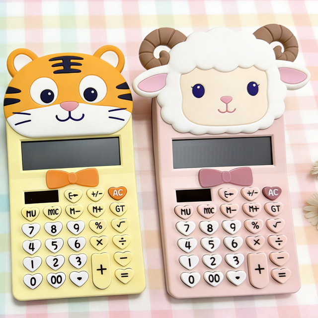Customizable Cute Cartoon Figurines Calculator Learning Supplies Children Electronic Plastic Calculator Desktop Calculator