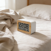 Wood Grain Electronic Alarm Clock with Indoor Temperature Calendar Wooden Digital Clock
