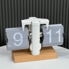 Retro Flip Clock with Wooden Based Nightlight Desk Page Turning Desk Clock Senior Auto Tripod Calendar Clock