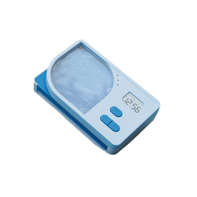4 Cell Pill Box Portable Pill Case With Magnifying Glass Medication Organizer Timer Smart Pill Box