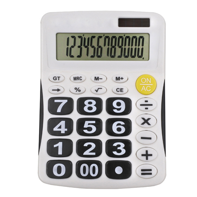 12 Digit Large Screen Solar Power Plastic Scientific Calculator Dual Power Calculator