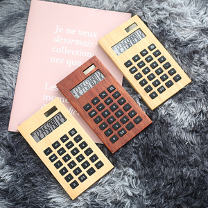 Dual Power 12 Digit Wood Calculator Solar Power Calculator Desktop Calculator