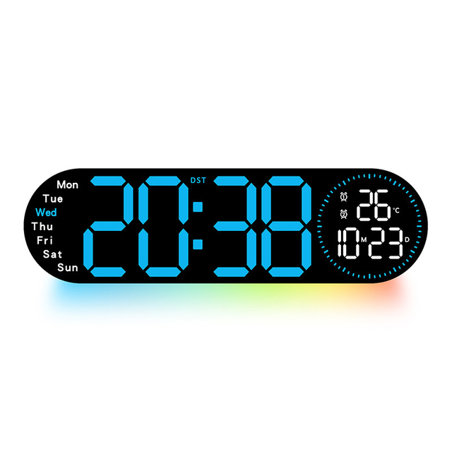 LED Digital Table Clock Display Temperature Week Calendar Wall Clock with Light Digital Desk Alarm Clock 