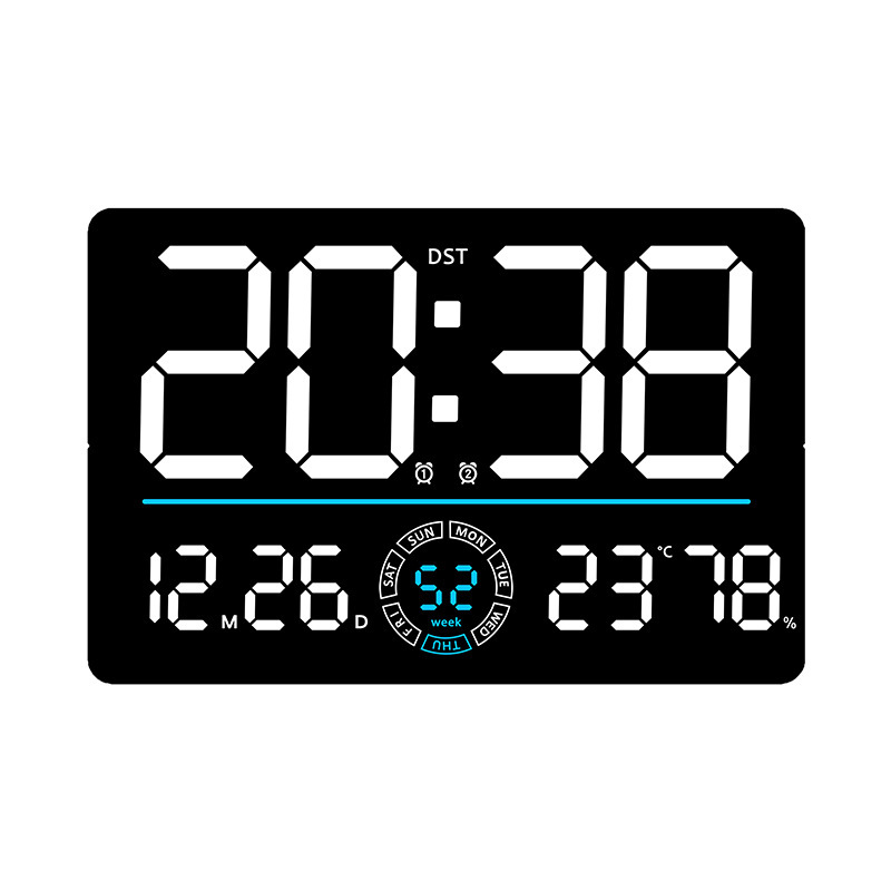 LED Large Display Week Calendar Temperature Digital Alarm Wall Clock with Timer