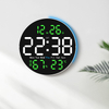 LED Wall Alarm Clock Display Temperature Humidity Week Calendar Round Large Screen Wall Clock with Night Light