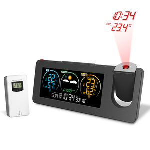 LED Smart Weather Projection Clock Temperature Humidity Forecast Weather Station Digital Table Desk Clock