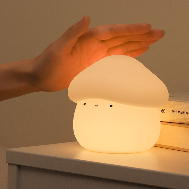 LED Mushroom Lamp Desk Decor Bedroom Bedside Table Sleep Lamp Silicone Wireless Night Lamp Tap Touch Sensor Night Light