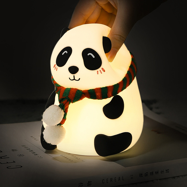 LED Lamp Desk Decor Bedroom Bedside Table Sleep Lamp Silicone Wireless Night Lamp Panda Night Light