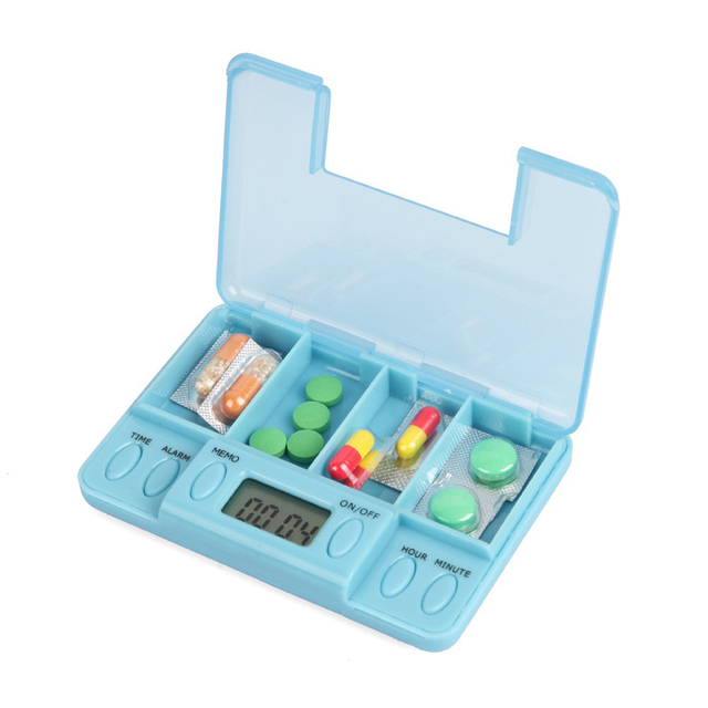 Digital Pill Case 4 Group Alarm Timer Medication Case Reminder Alarm Pill Box Medicine Storage Box With Alarm