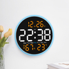 LED Wall Alarm Clock Display Temperature Humidity Week Calendar Round Large Screen Wall Clock with Night Light