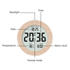 LCD Digital Wooden Desk Table Clock Solid Wood Alarm Clock with Temperature Date