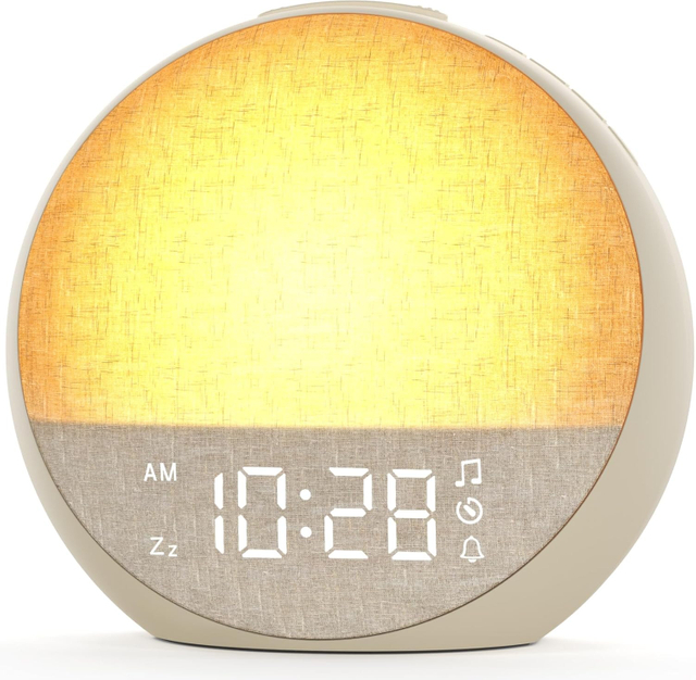 White Noise Sleep Alarm Clock with Sleep Companion Ambient Light Simulated Sunlight Wake-up Alarm Clock