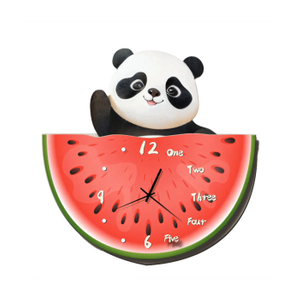 Creative Customize Cute Cartoon Elephant Rabbit Panda Clock For Home Decor Wooden Wall Clocks