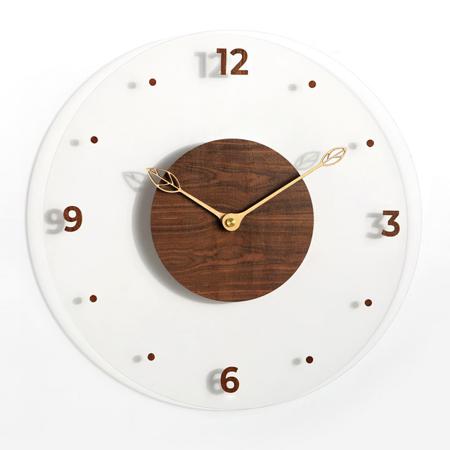 DIY Novelty Home Deco Black Walnut Log Wooden Clocks Acrylic Wall Clock For Living Room Decoration Wooden Wall Clock