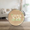 Bamboo Patterned LED Digital Wall Clock with Week Date Digital Alarm Clock Display Temperature Humidity