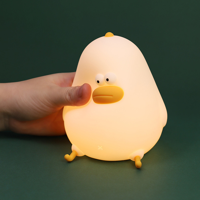 Creative Chick LED Sleeping Lamp Desk Decor Bedroom Bedside Table Lamp Silicone Night Lamp Timing Touch Sensor Night Light