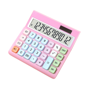 Large Screen Solar Power Cute Colorful Buttons Calculator Desktop Dual Power Calculator 12 Digit Plastic Scientific Calculator