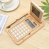 Bamboo Desktop Calculator Temperature And Humidity Clock Set Modern 12 Digit Dual Power Calculator Solar Power Calculator