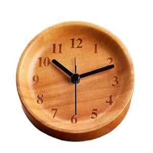 Creative Log Wood Desk Clock Custom Round Solid Wooden Table Clock For Bedroom