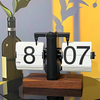 Retro Flip Clock with Wooden Based Nightlight Desk Page Turning Desk Clock Senior Auto Tripod Calendar Clock