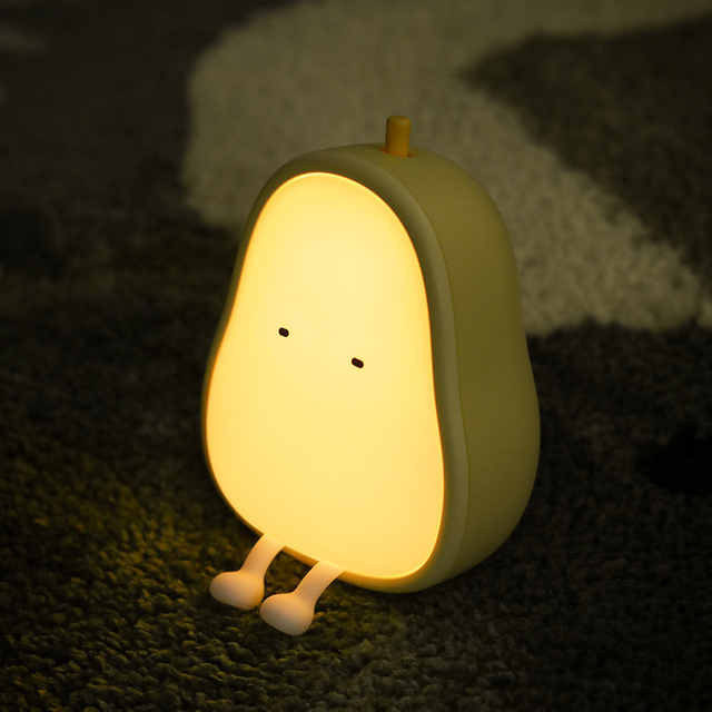 Rechargeable Wireless Pear Night Lamp Bedroom Bedside Table Sleep Lamp LED Silicone Night Light
