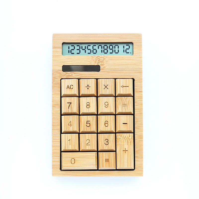 12 Digit Bamboo Dual Power Calculator Big Keys Desktop Calculator Battery Or Solar Power Scientific Calculator 