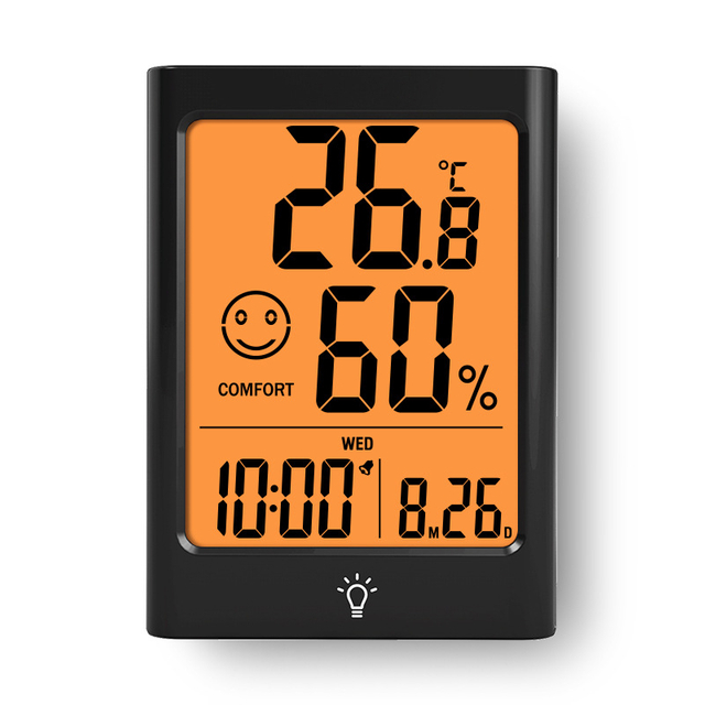 Household Backlit Magnet Digital Thermometer Hygrometer Calendar Digital Desk Alarm Clock 