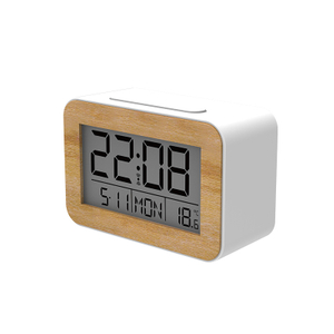 Wood Grain Electronic Alarm Clock with Indoor Temperature Calendar Wooden Digital Clock